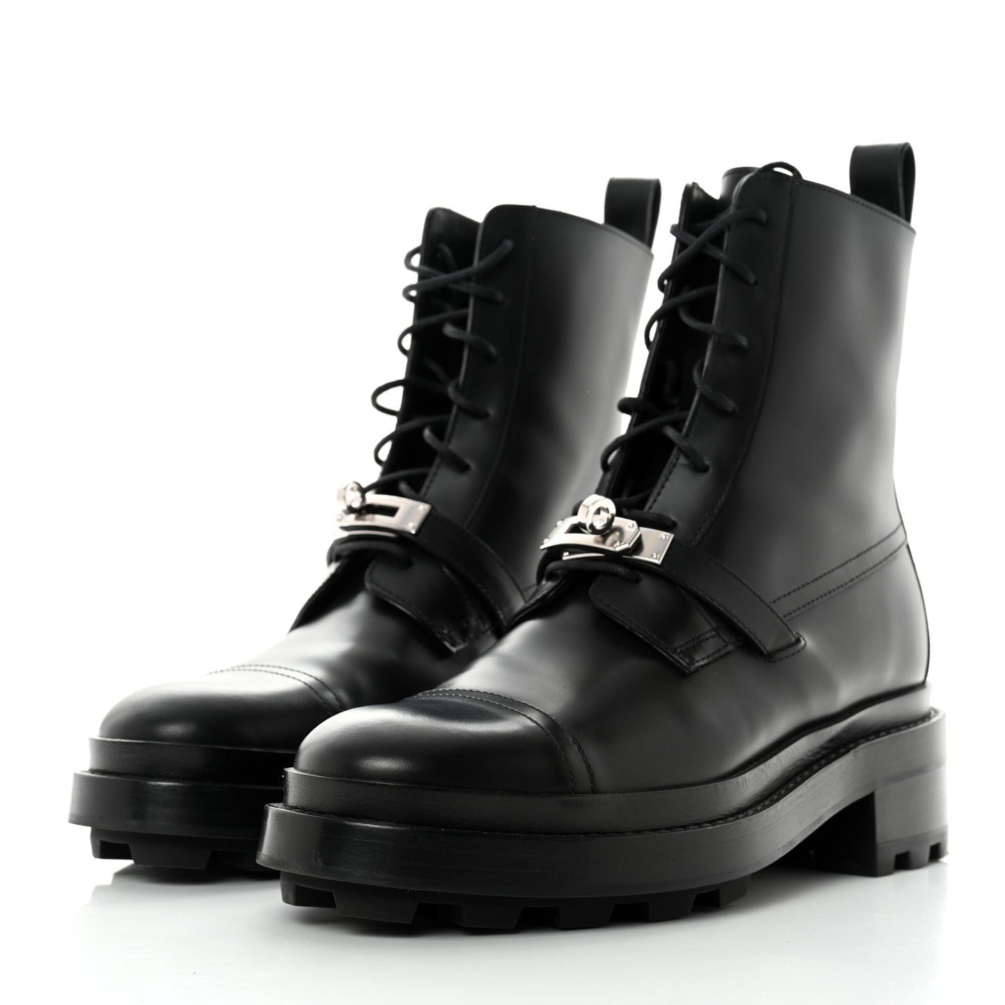 Glossed Calfskin Funk Ankle Boots 37 Black