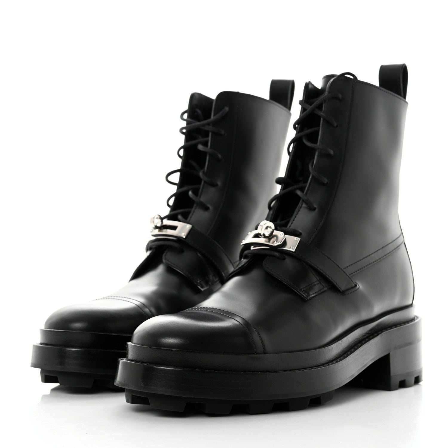 Hermes Glossed Calfskin Funk Ankle Boots 37 Black 3 of 8