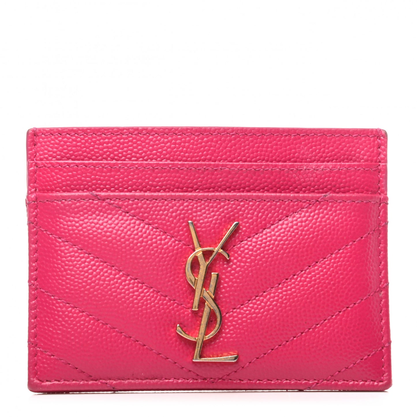 Grain De Poudre Matelasse Chevron Monogram Credit Card Case Bubblegum