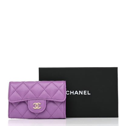 Chanel Caviar Quilted Flap Card Holder Wallet Purple 9 of 9