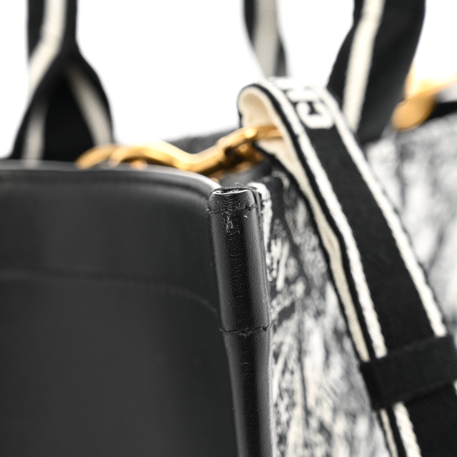 Christian Dior Calfskin Canvas Medium Plan De Paris Book Tote With Strap Black White 15 of 15