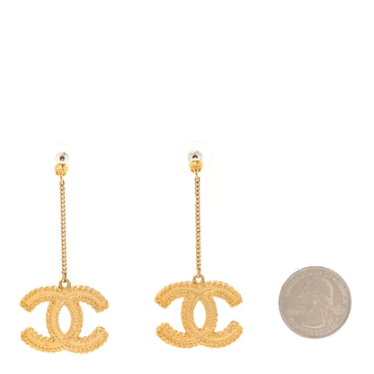 Chanel CC Drop Earrings Matte Gold 2 of 4
