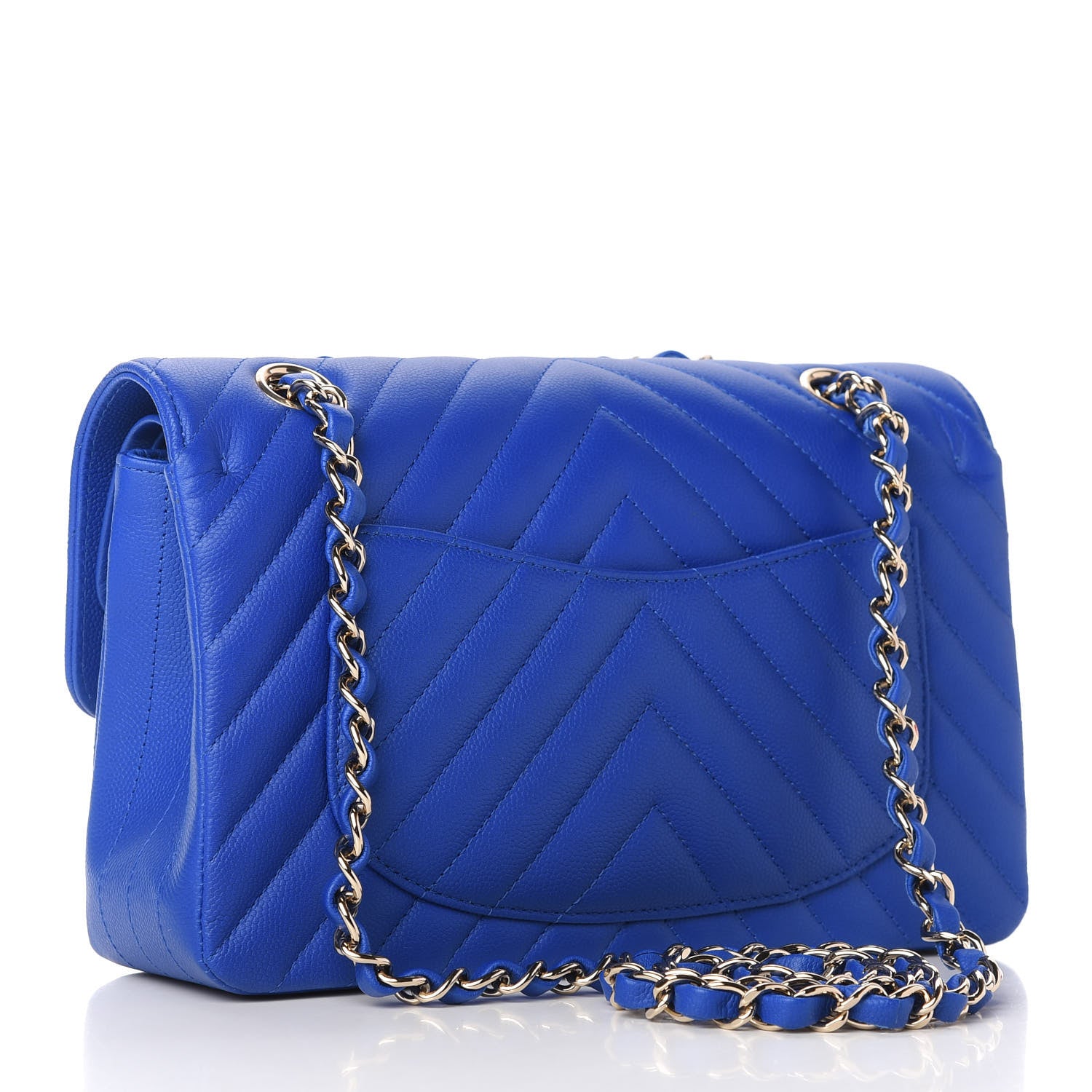 Chanel Caviar Chevron Quilted Small Double Flap Blue 3 of 11