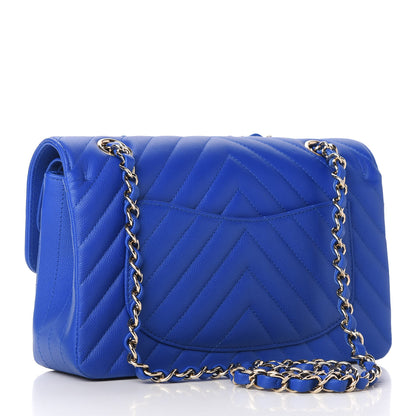 Chanel Caviar Chevron Quilted Small Double Flap Blue 3 of 11