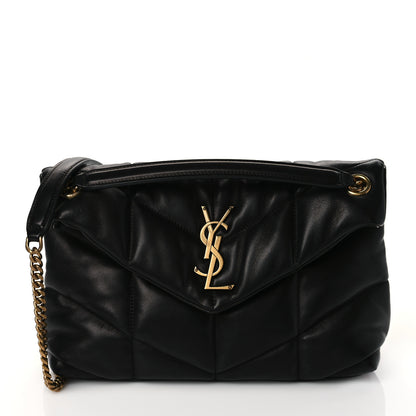 Saint Laurent Lambskin Quilted Small Loulou Puffer Monogram Chain Satchel Black 1 of 10