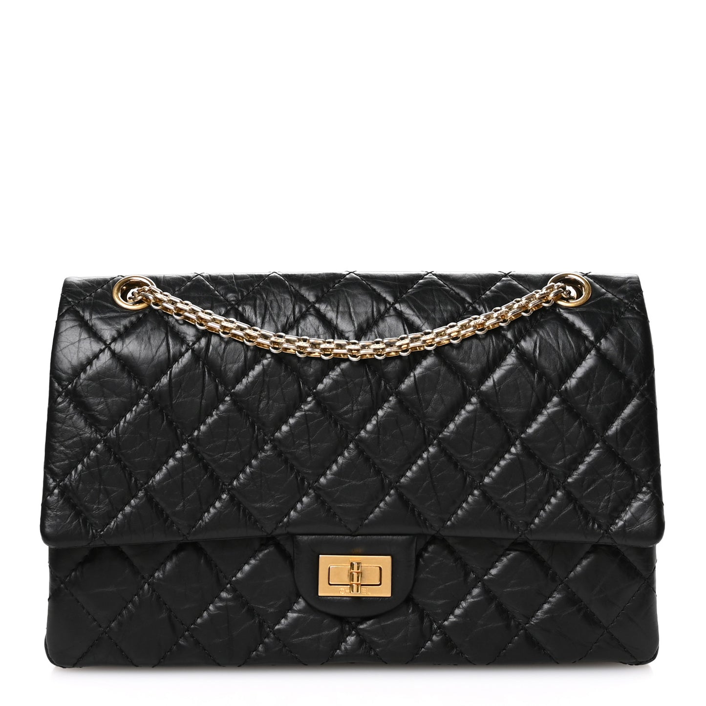 Aged Calfskin Quilted 2.55 Reissue 226 Flap Black