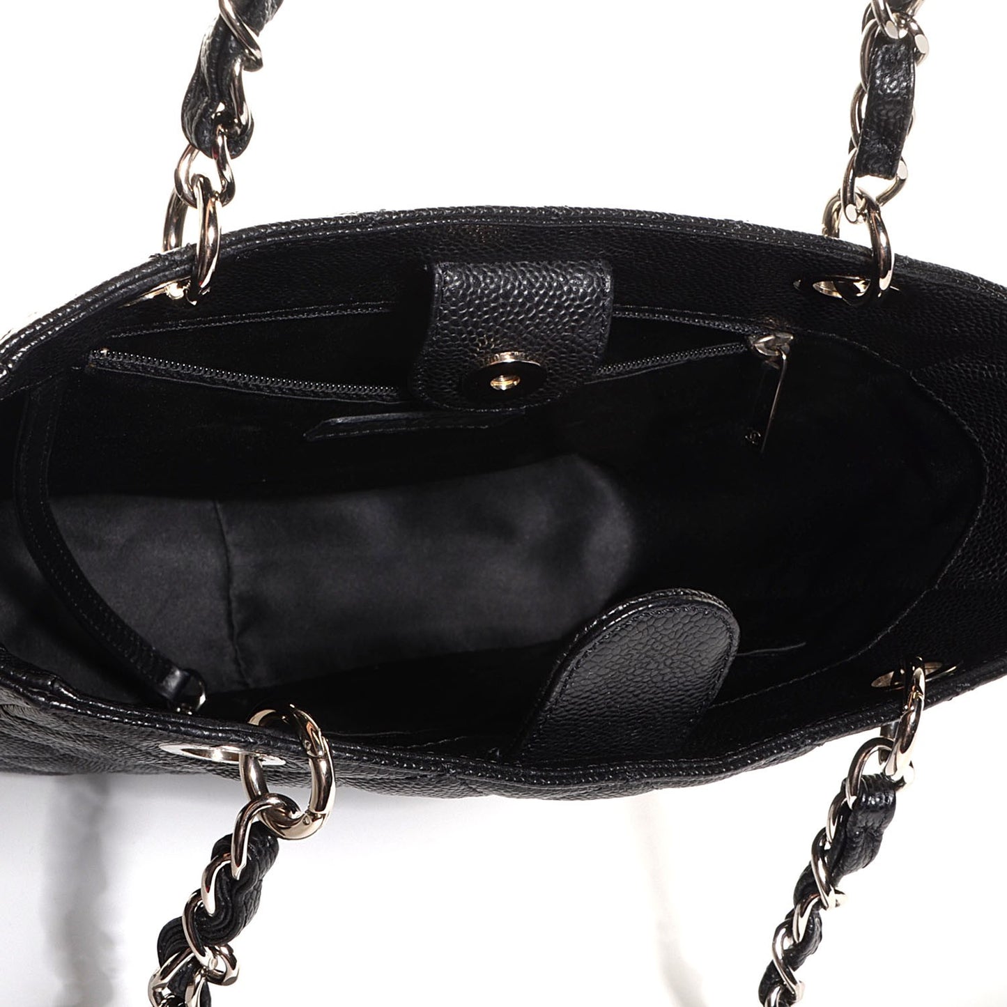 Caviar Quilted Petit Shopping Tote PST Black