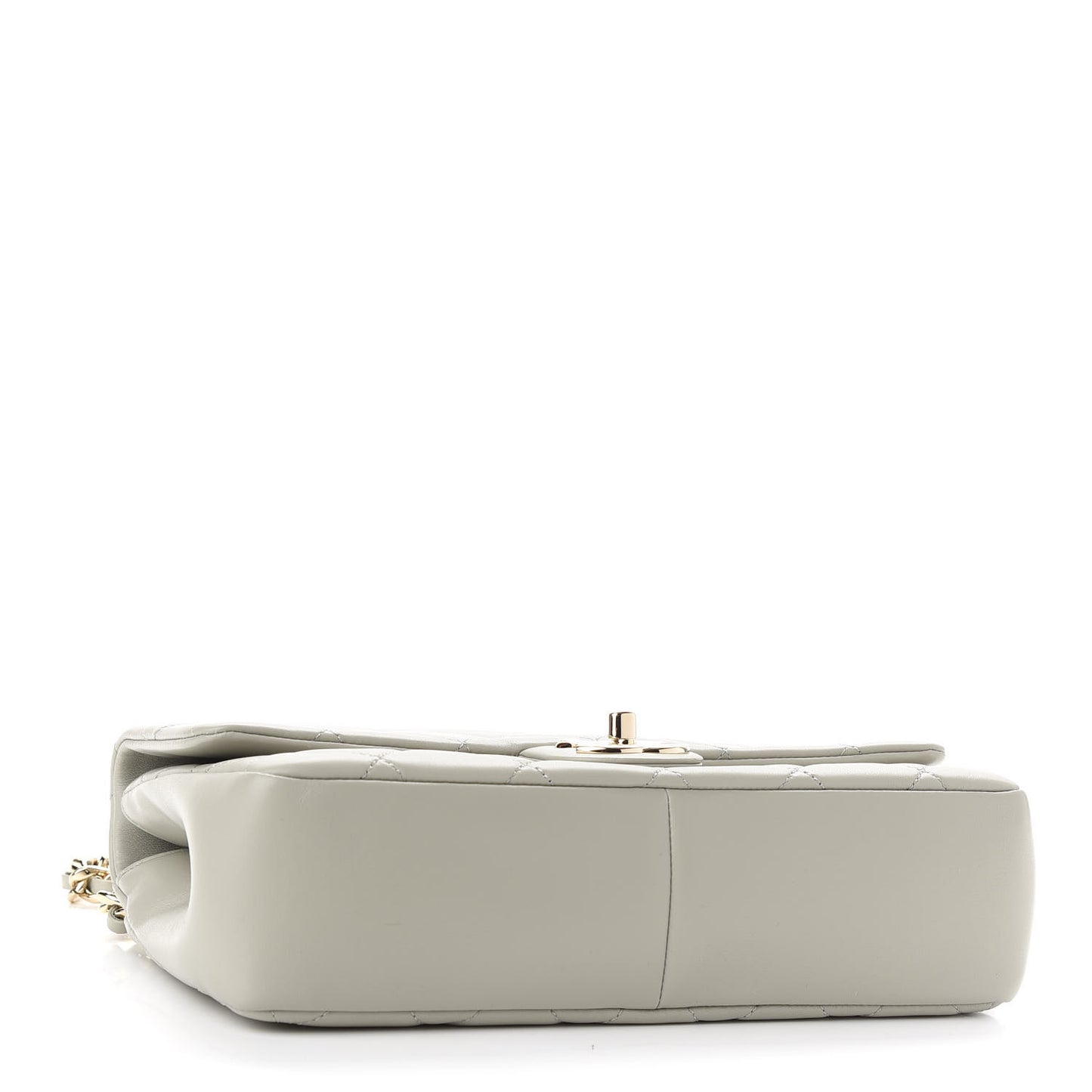 Lambskin Quilted Resin Bi-Color Chain Flap Bag Grey