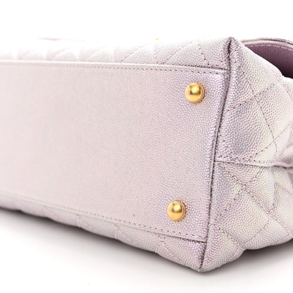 Chanel Metallic Caviar Quilted Small Coco Handle Flap Light Pink 10 of 12