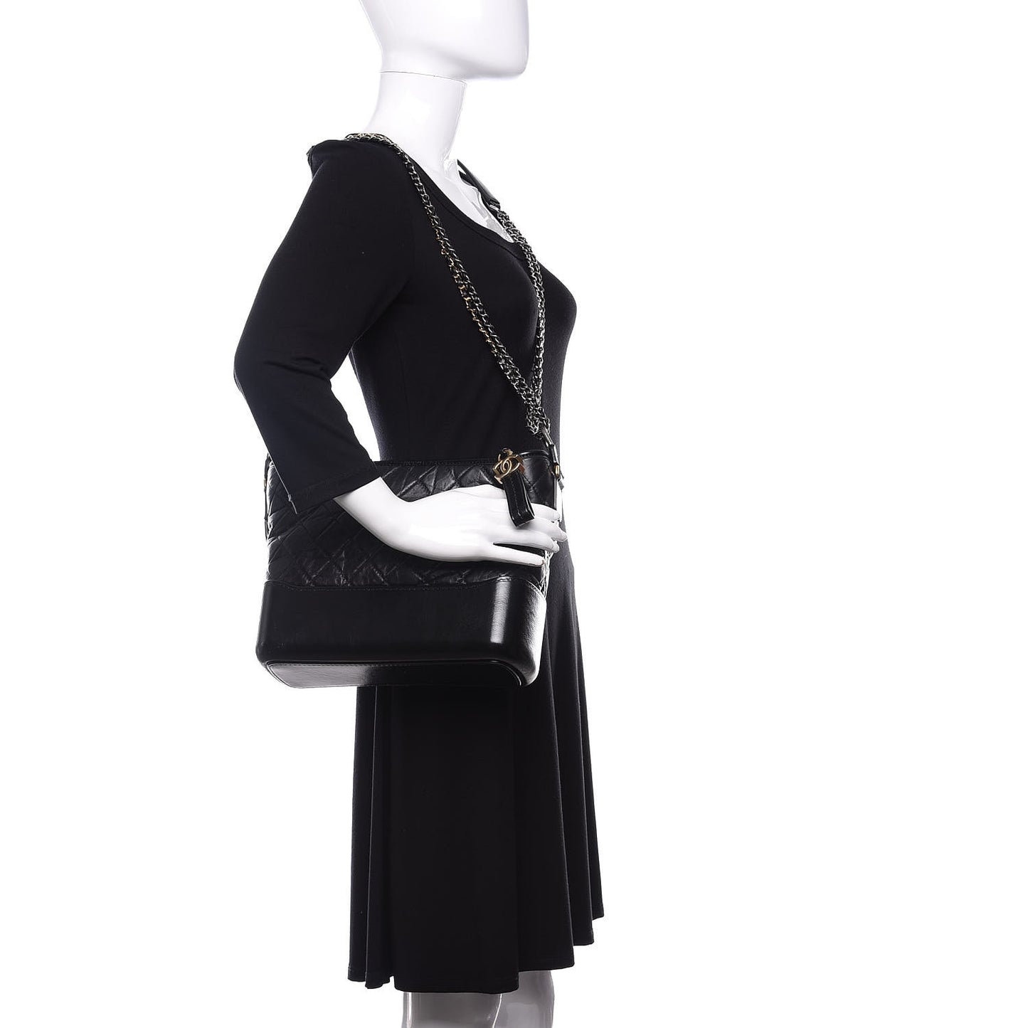 Aged Calfskin Quilted Medium Gabrielle Hobo Black
