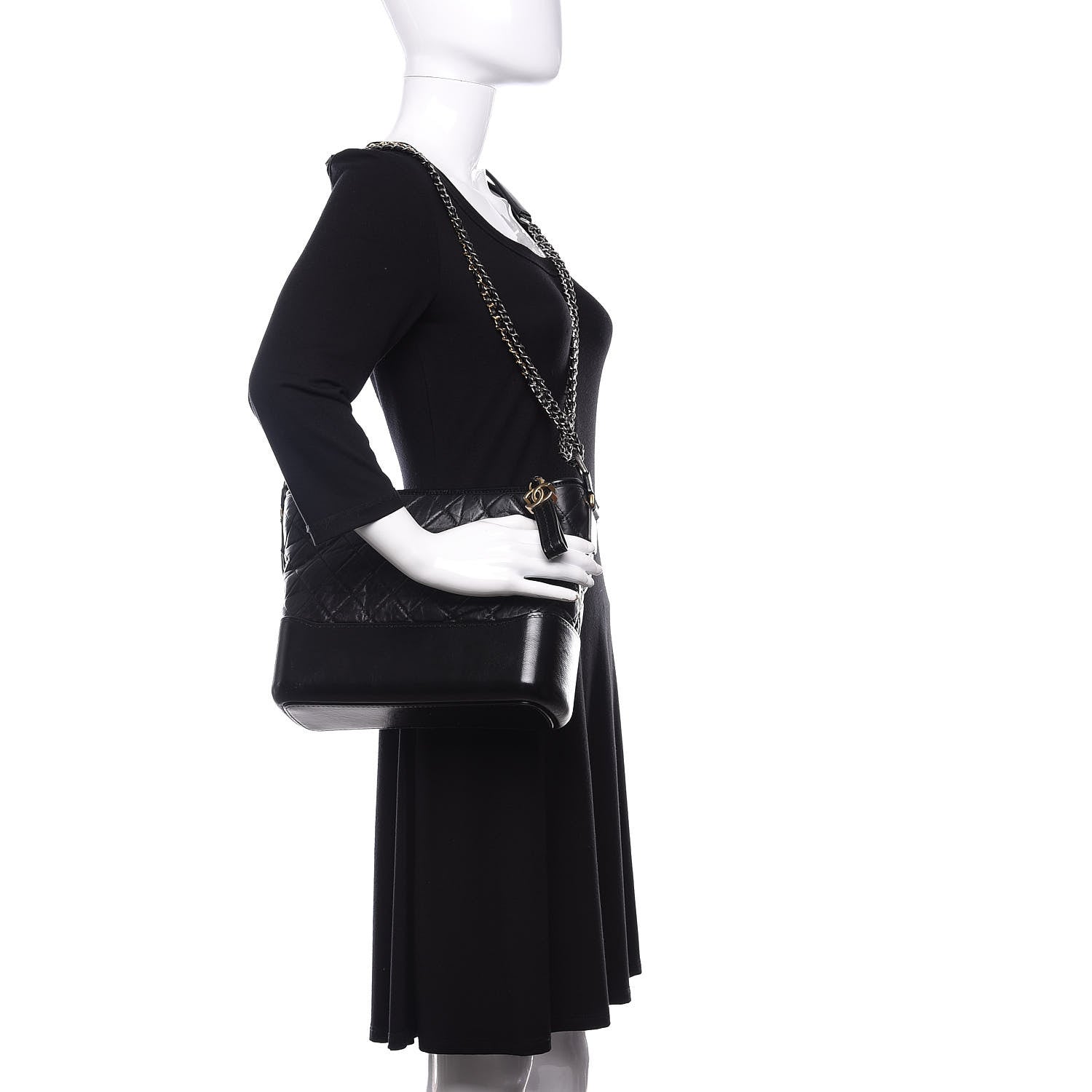 Chanel Aged Calfskin Quilted Medium Gabrielle Hobo Black 2 of 10