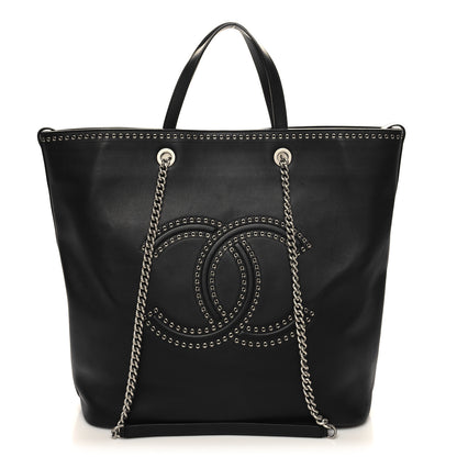Chanel Grained Calfskin Large Coco Eyelets Shopping Tote Black 1 of 11
