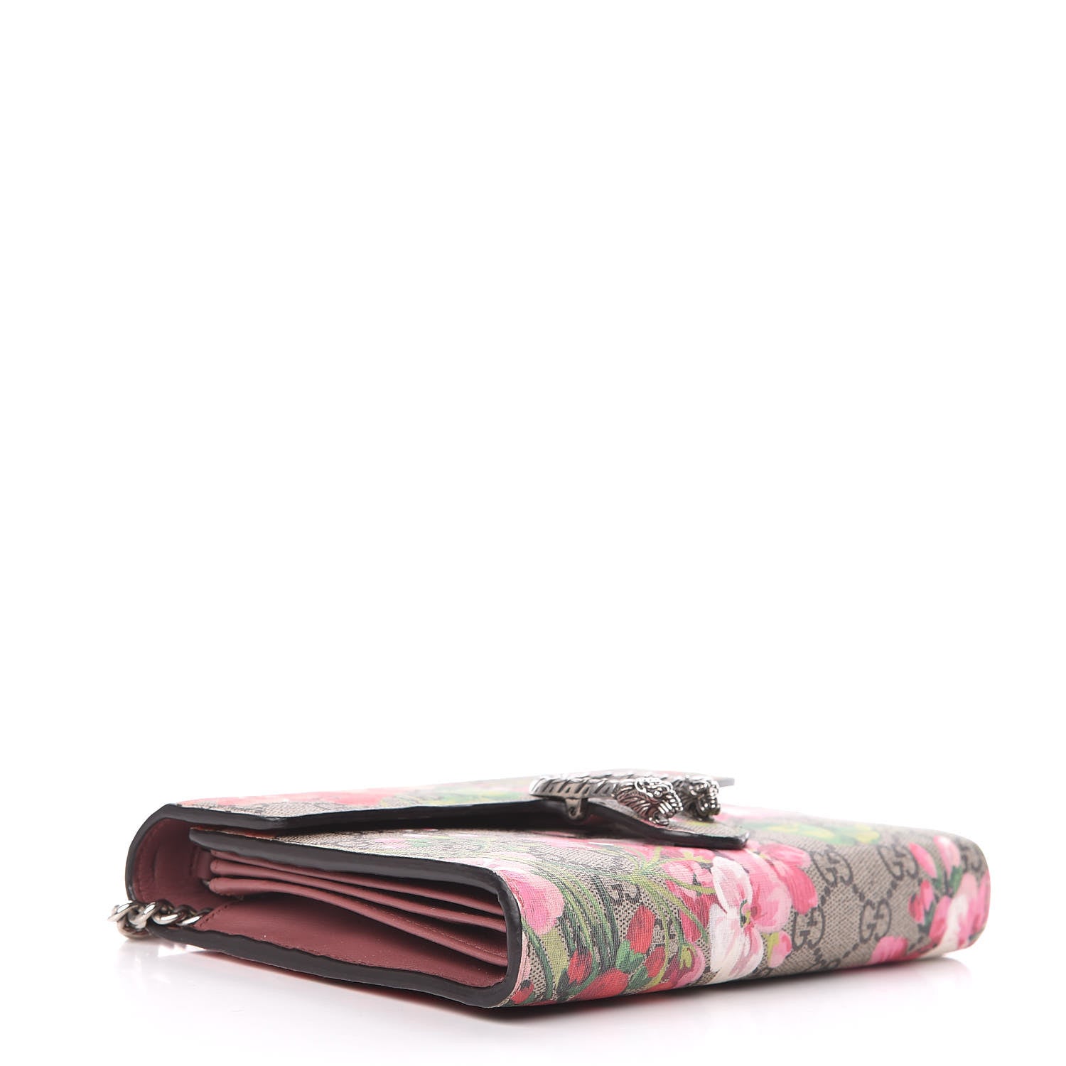 Gucci GG Supreme Monogram Blooms Mini Dionysus Chain Wallet Beige Multicolor Dry Rose 4 of 15