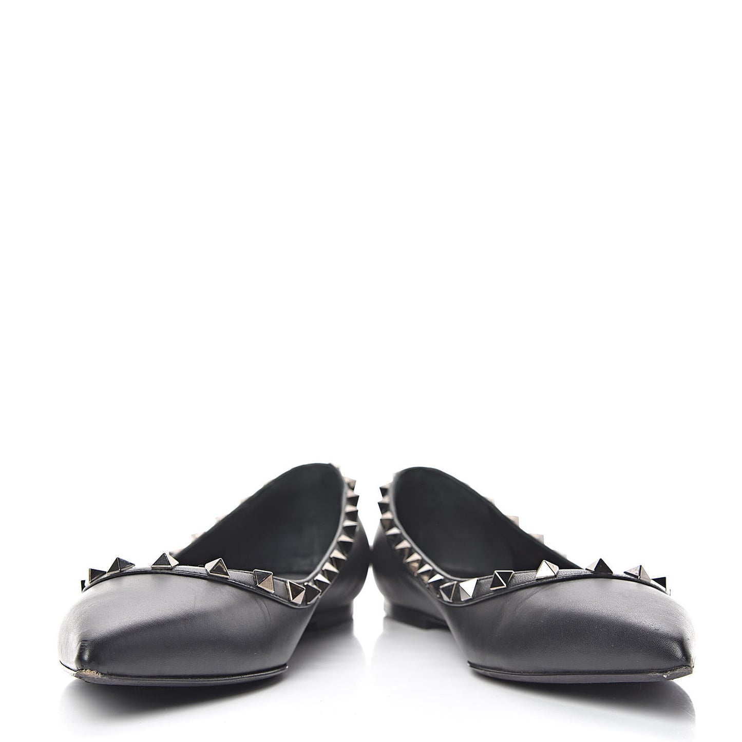 Calfskin Rockstud Ballerina Flats 38 Black