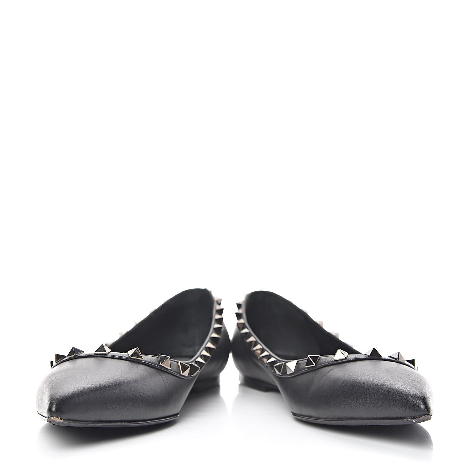 Valentino Garavani Calfskin Rockstud Ballerina Flats 38 Black 5 of 13