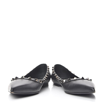 Valentino Garavani Calfskin Rockstud Ballerina Flats 38 Black 5 of 13