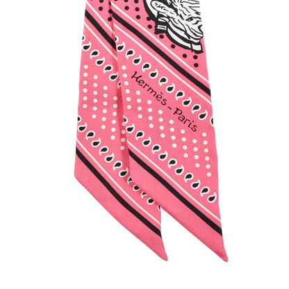 Hermes Silk Les Zebres Twilly Rose Bonbon Black 2 of 4