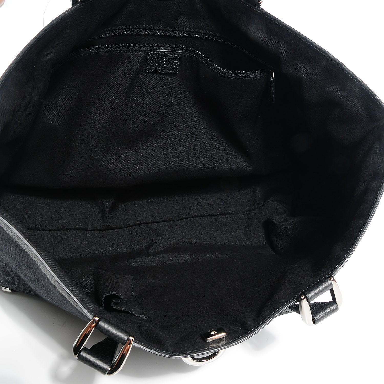Gucci Denim Monogram Large Abbey Tote Black 6 of 9