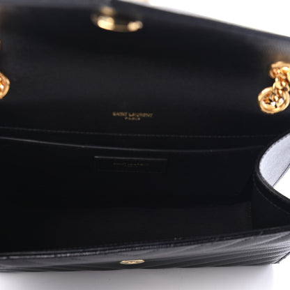 Saint Laurent Grain De Poudre Matelasse Chevron Medium Monogram Satchel Black 4 of 4
