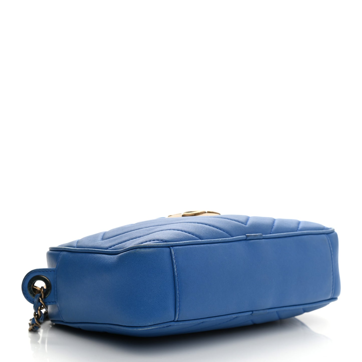 Lambskin Chevron Quilted Pyramid CC Camera Case Blue
