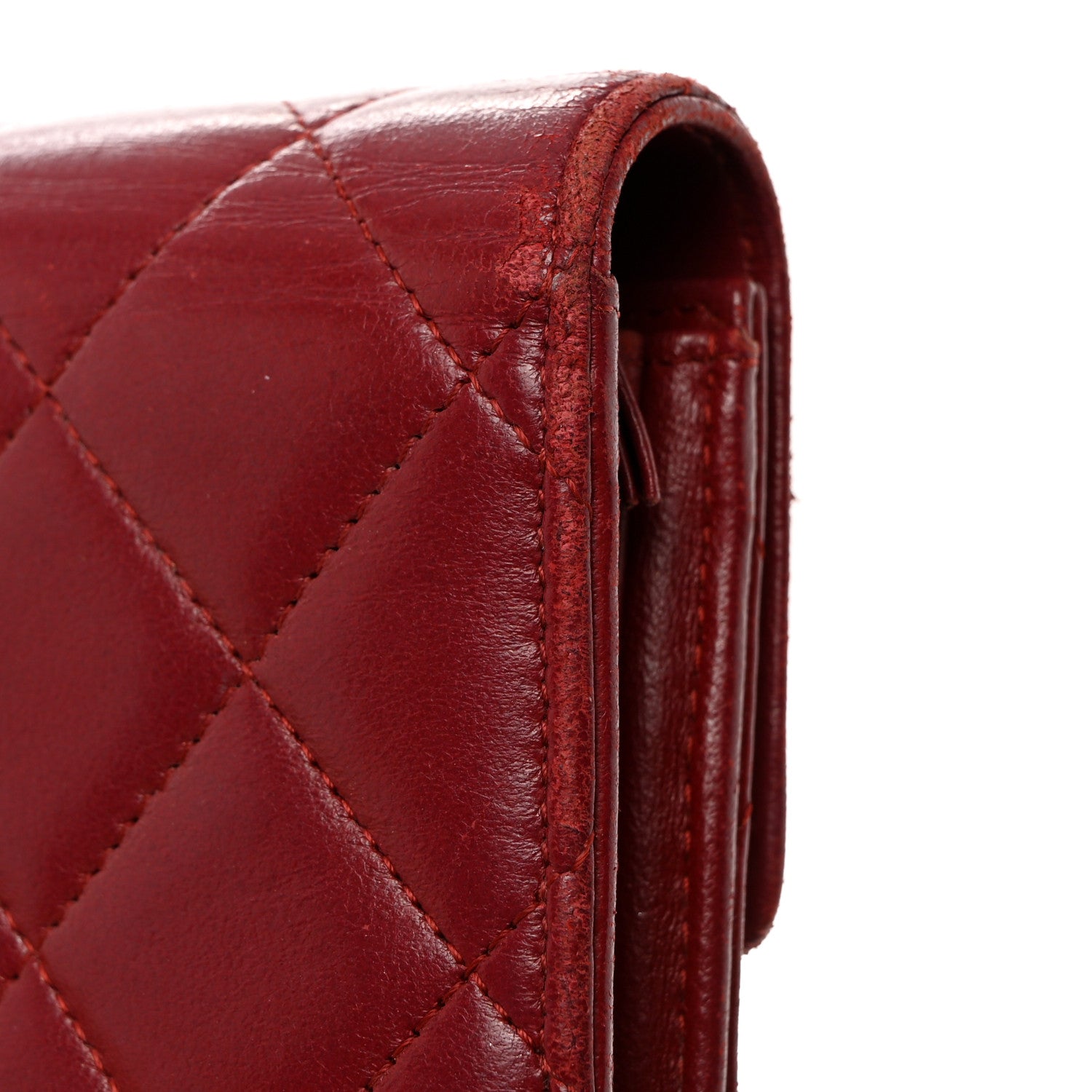 Chanel Lambskin Quilted Large Gusset Flap Wallet Red 13 of 14