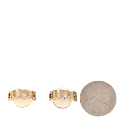 Gucci Metal Pearl Logo Magnetic Earrings Gold 2 of 5