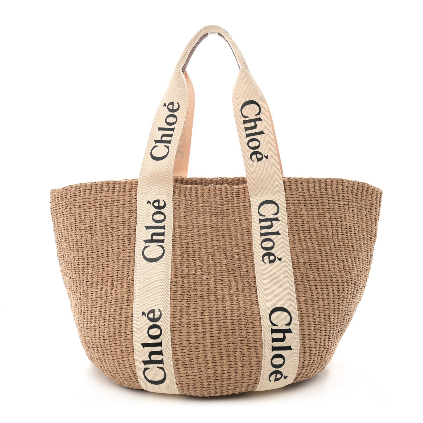 Raffia Large Woody Tote White