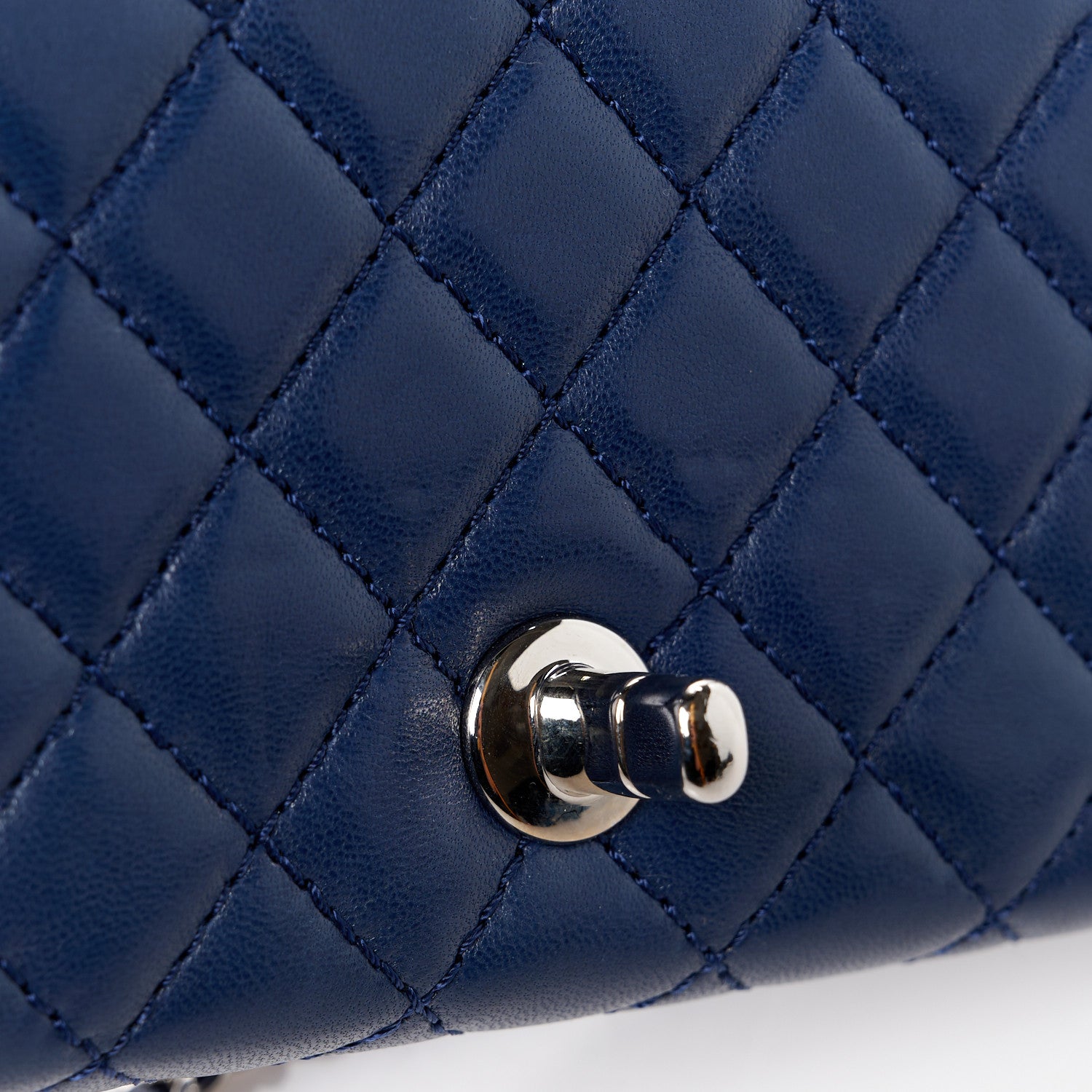 Chanel Lambskin Quilted Chain Clutch Flap Navy 13 of 14