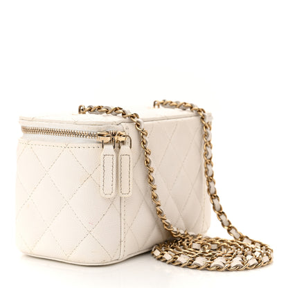 Chanel Caviar Quilted Small Vanity Case With Chain White 3 of 14