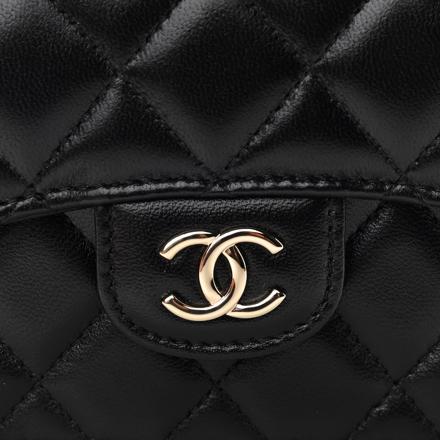 Chanel Lambskin Quilted Top Handle Flap Coin Purse With Chain Black 9 of 11