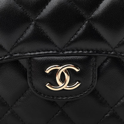 Chanel Lambskin Quilted Top Handle Flap Coin Purse With Chain Black 9 of 11