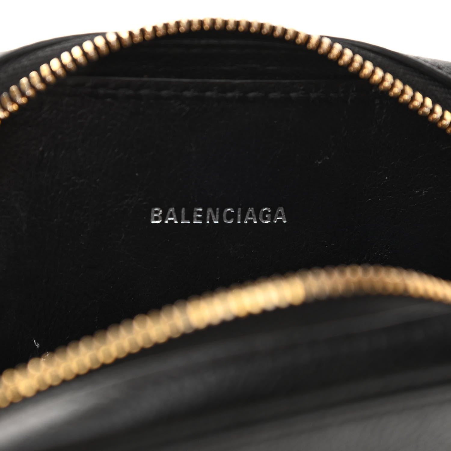 Balenciaga Grained Calfskin Logo Cash Phone Holder Bag Black White 5 of 11
