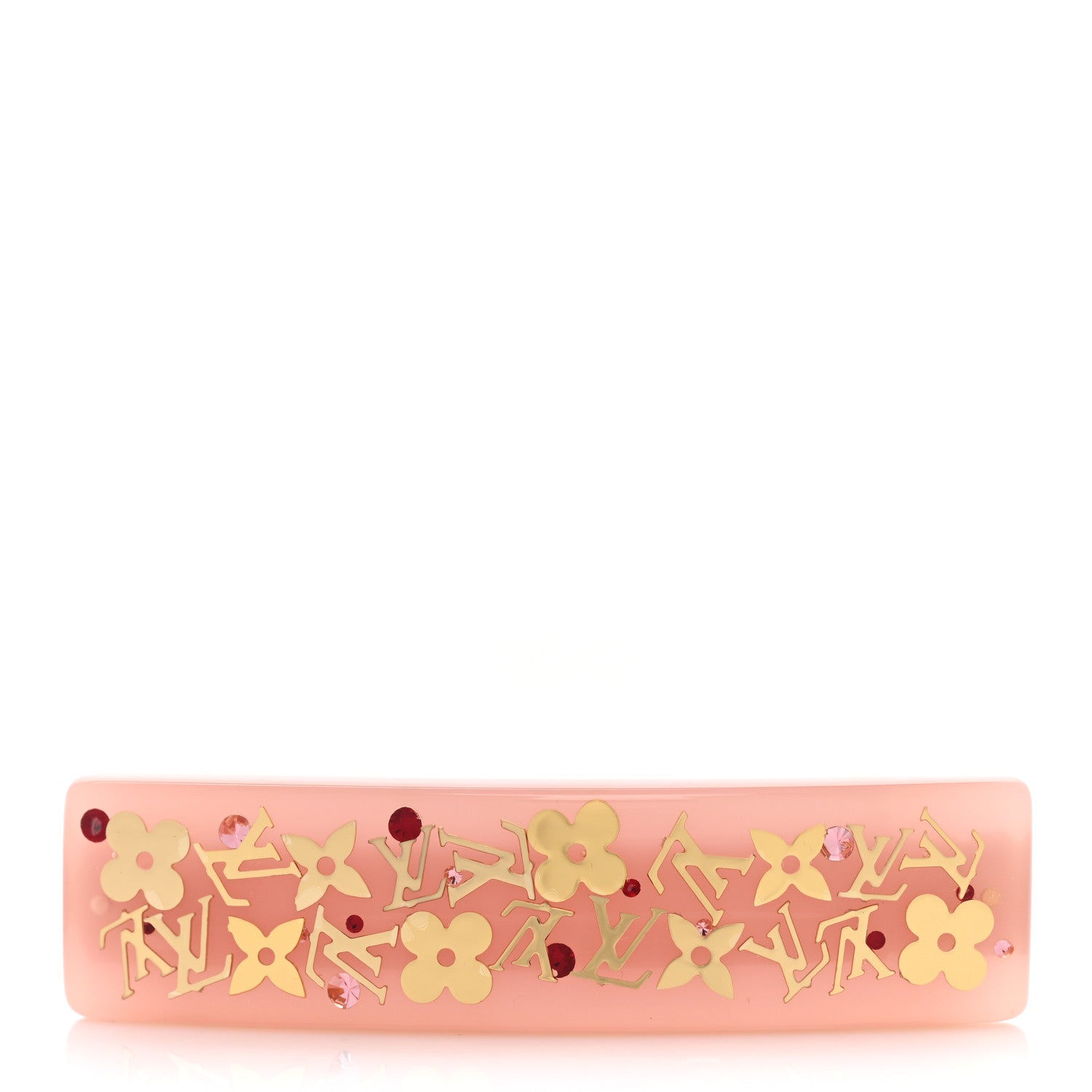 Louis Vuitton Resin Swarovski Crystal Inclusion Barrette GM Rose 1 of 4