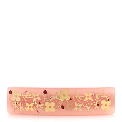 Louis Vuitton Resin Swarovski Crystal Inclusion Barrette GM Rose 1 of 4