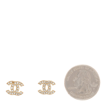 Chanel Crystal Timeless CC Earrings Light Gold 2 of 5