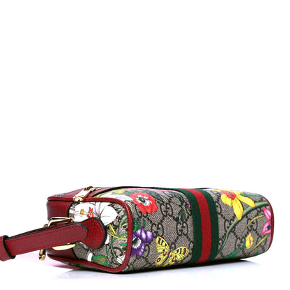 Gucci GG Supreme Monogram Flora Web Mini Ophidia Shoulder Bag Red 3 of 4