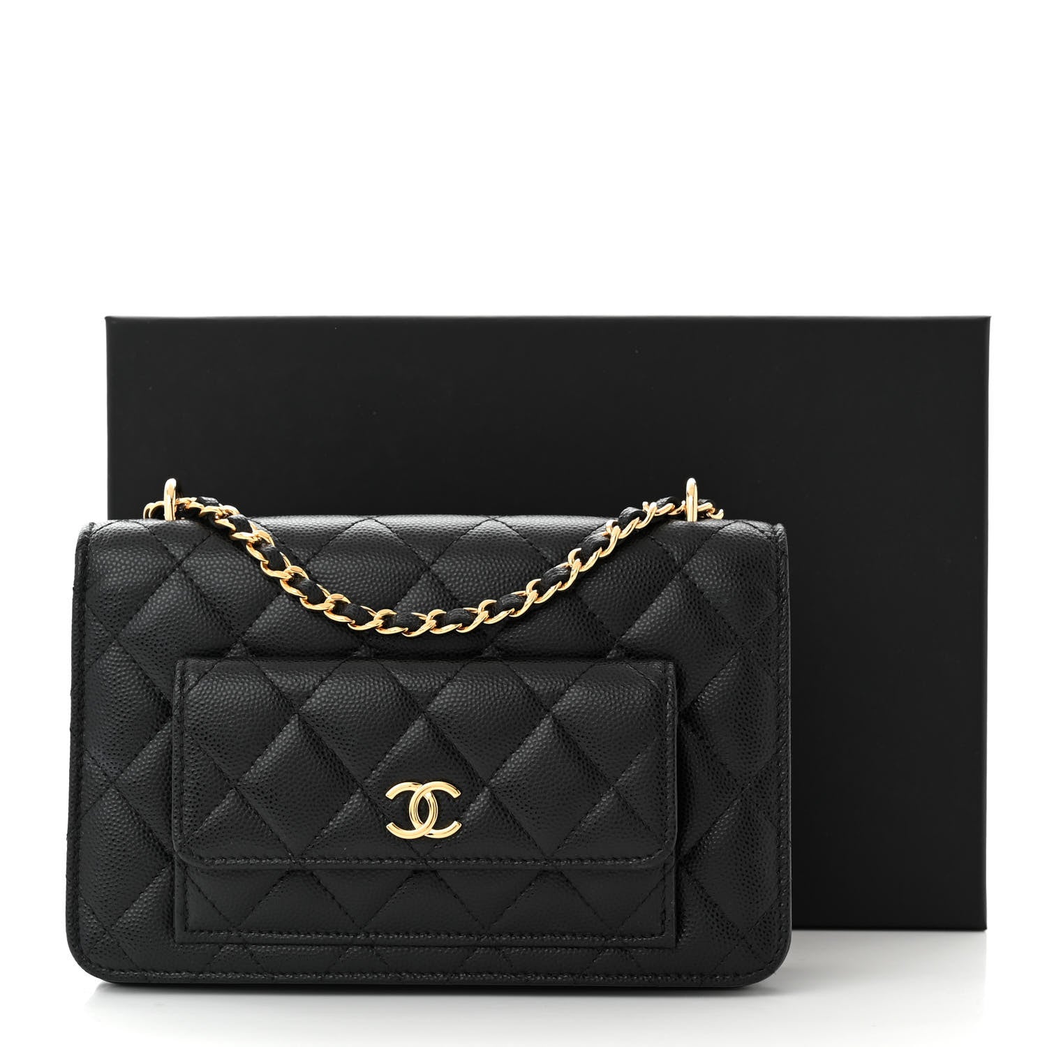 Chanel Caviar Quilted Pocket Clutch With Chain WOC Black 13 of 13