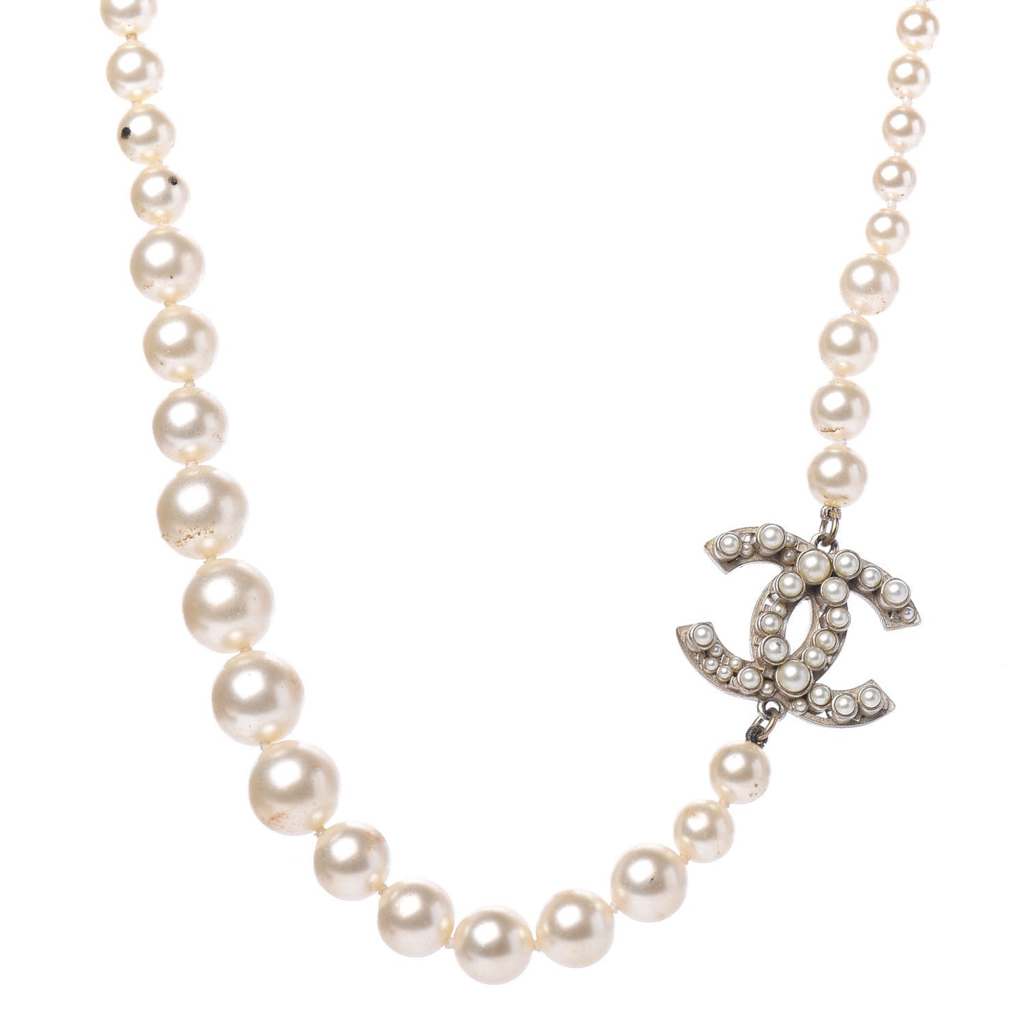 Graduated Pearl CC Short Necklace Gold