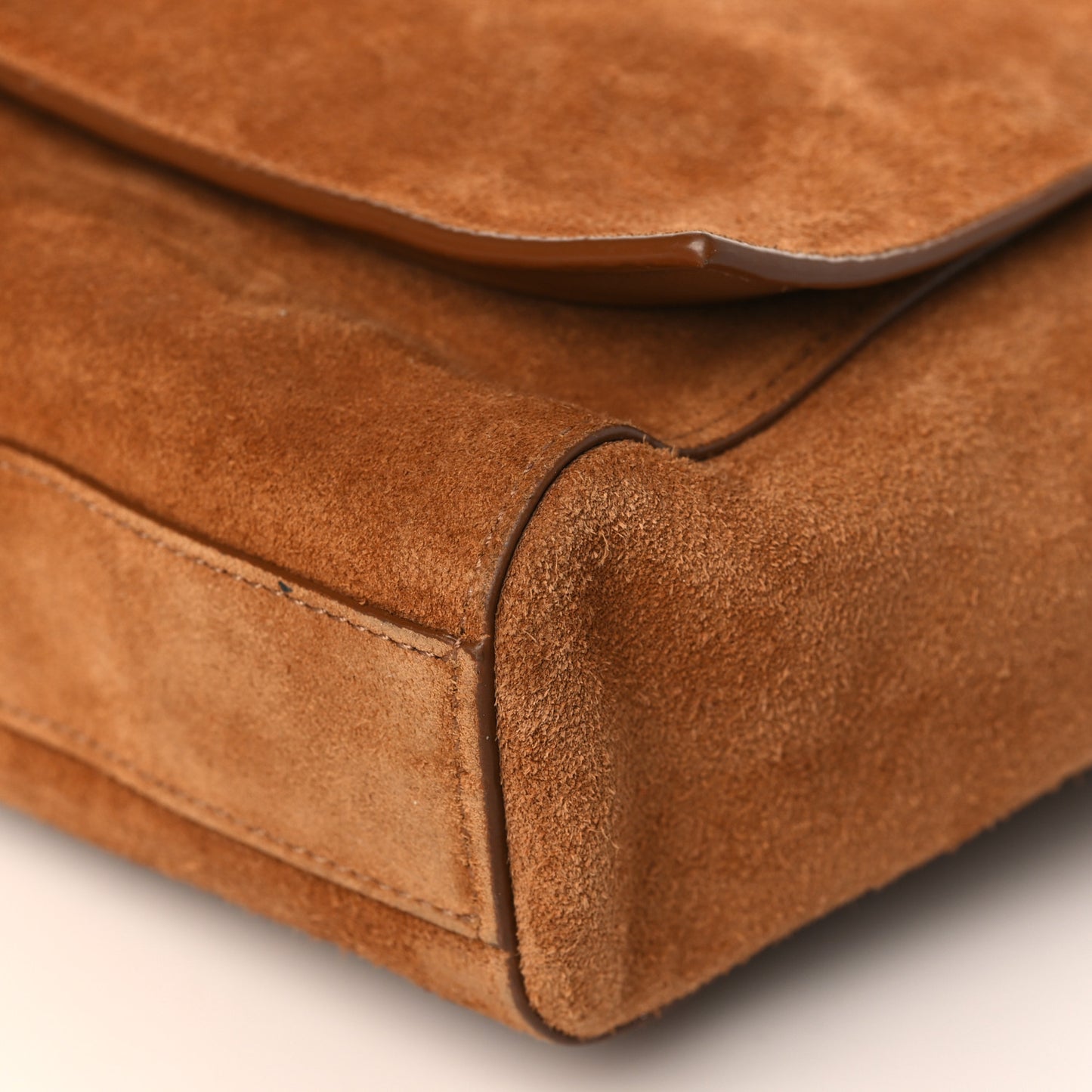 Smooth Calfskin Suede Medium Reversible Monogram Kate Satchel Light Ochre