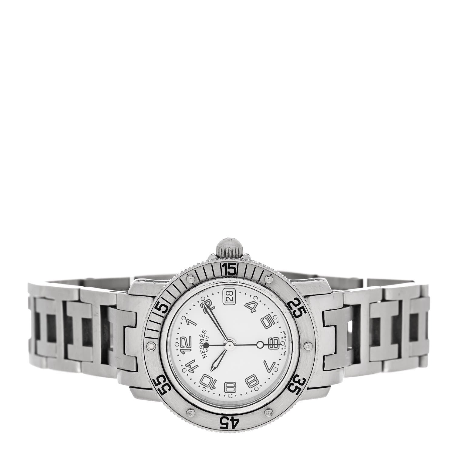 Hermes Stainless Steel 24mm Clipper Diver Quartz Watch White 2 of 4