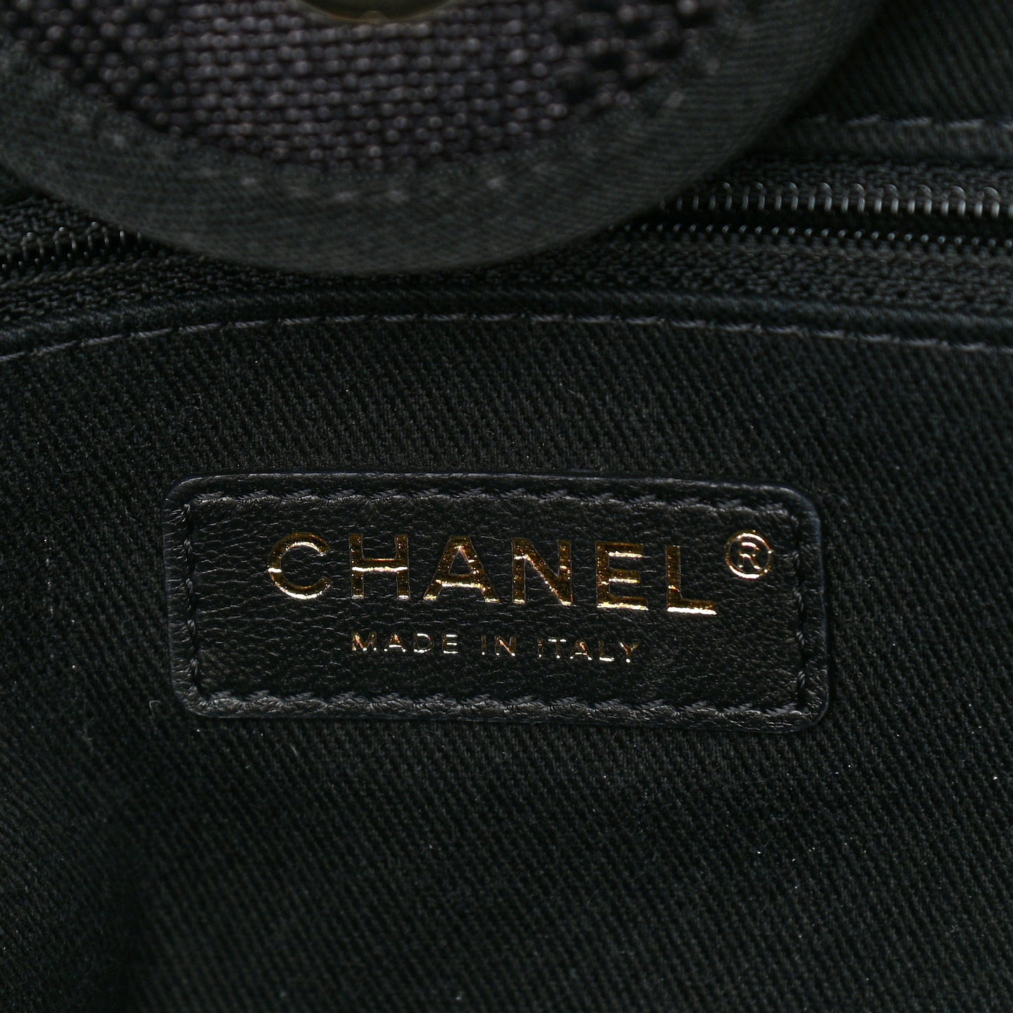 Mixed Fibers Calfskin Striped Medium Deauville Tote Black