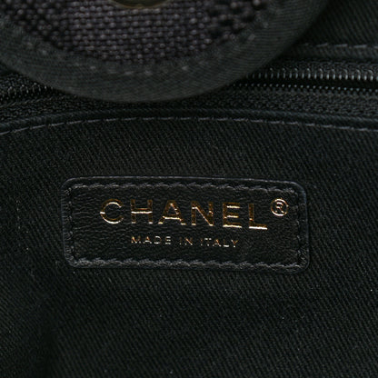 Chanel Mixed Fibers Calfskin Striped Medium Deauville Tote Black 8 of 12