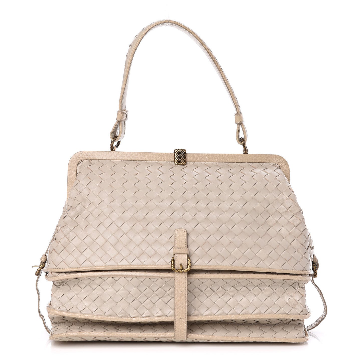 Nappa Intrecciato Ayers Frame Bag Cream