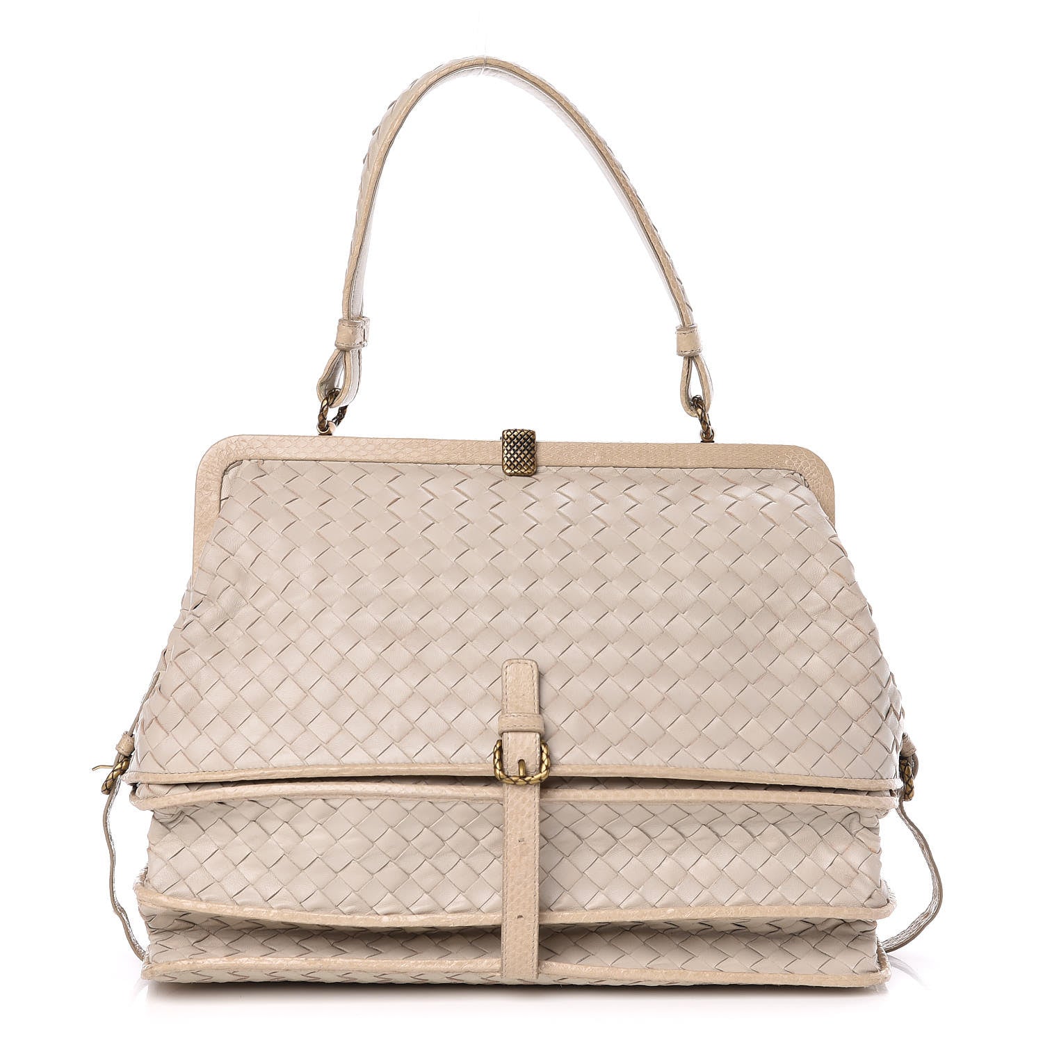 Bottega Veneta Nappa Intrecciato Ayers Frame Bag Cream 1 of 12