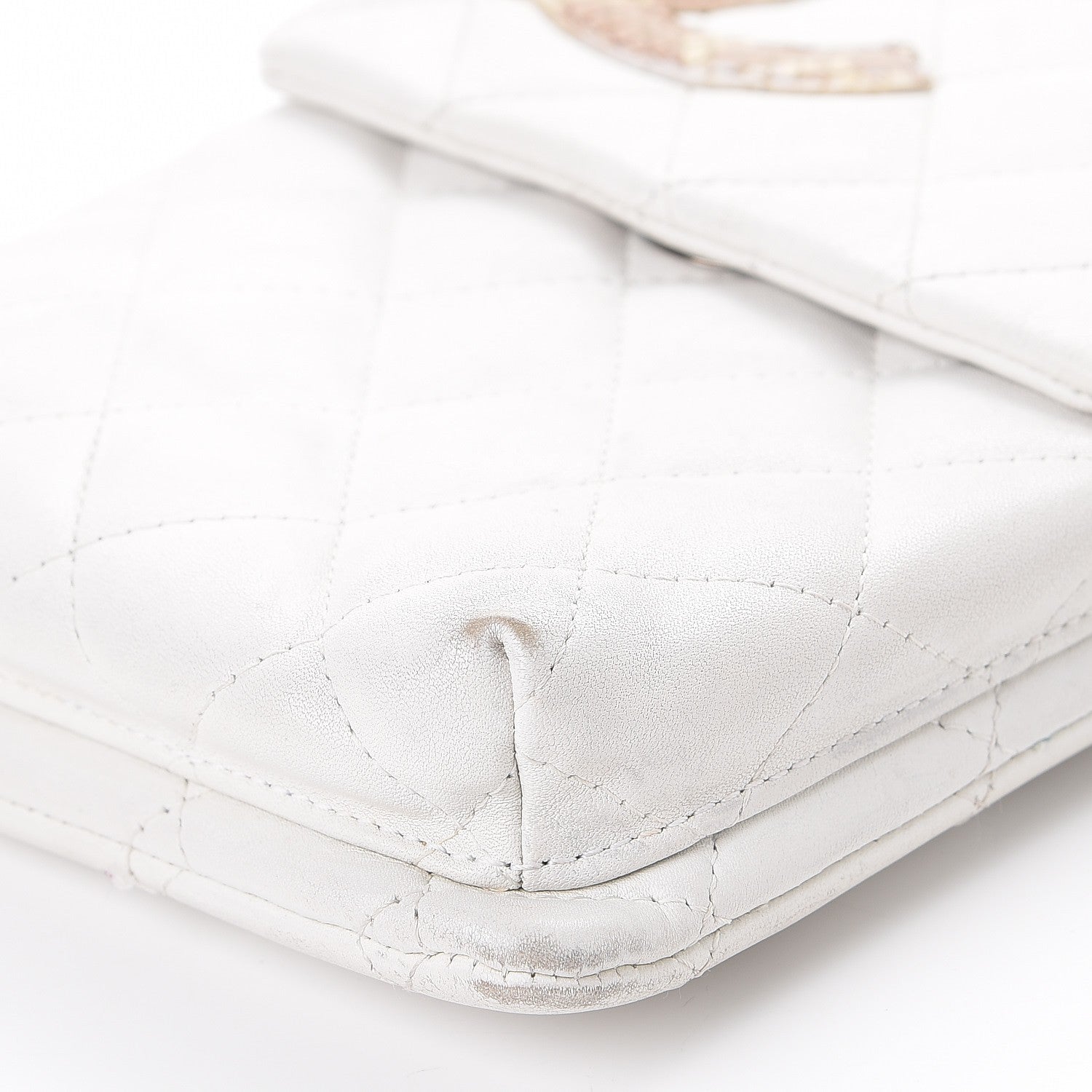 Chanel Calfskin Python Quilted Cambon Shoulder Bag White 7 of 10