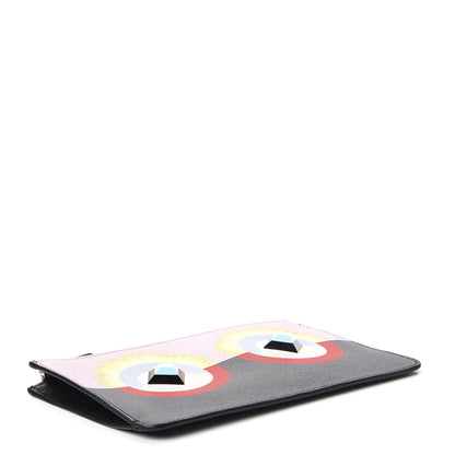 Fendi Vitello Elite Century Hypnoteyes Studded Zip Pouch Bubblegum Multicolor 4 of 8