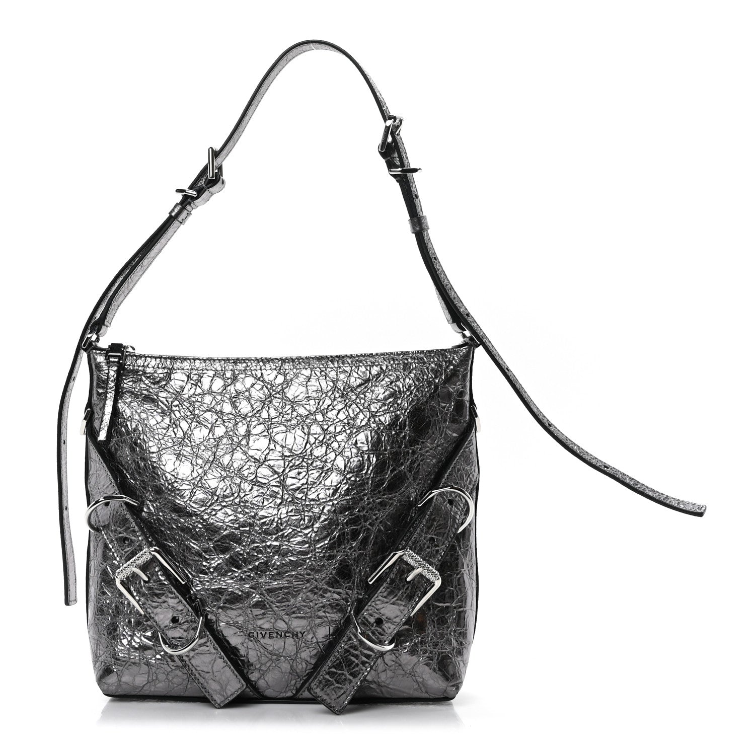 Givenchy Metallic Calfskin Small Voyou Bag Silver 1 of 10