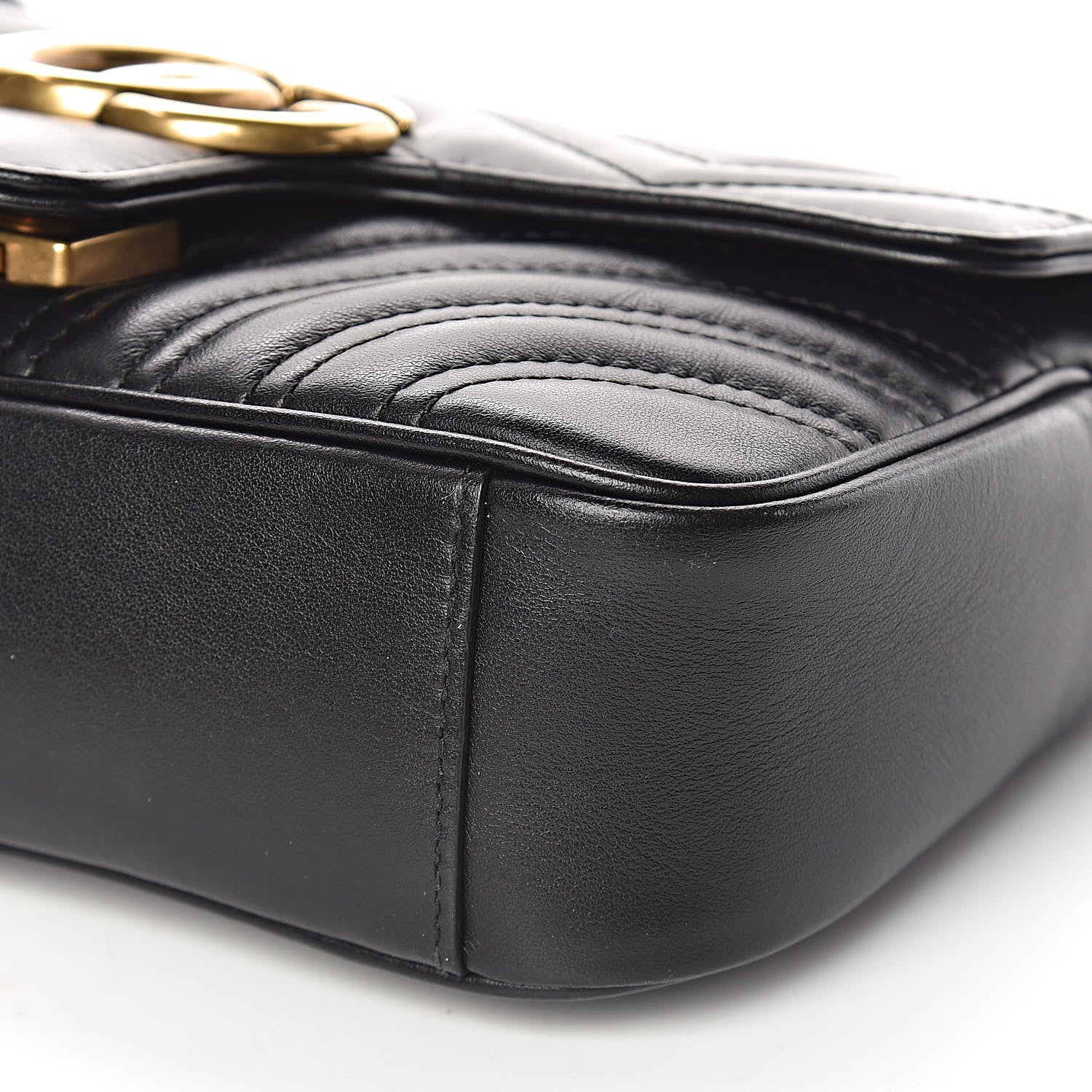 Gucci Calfskin Matelasse Mini GG Marmont Shoulder Bag Black 9 of 10
