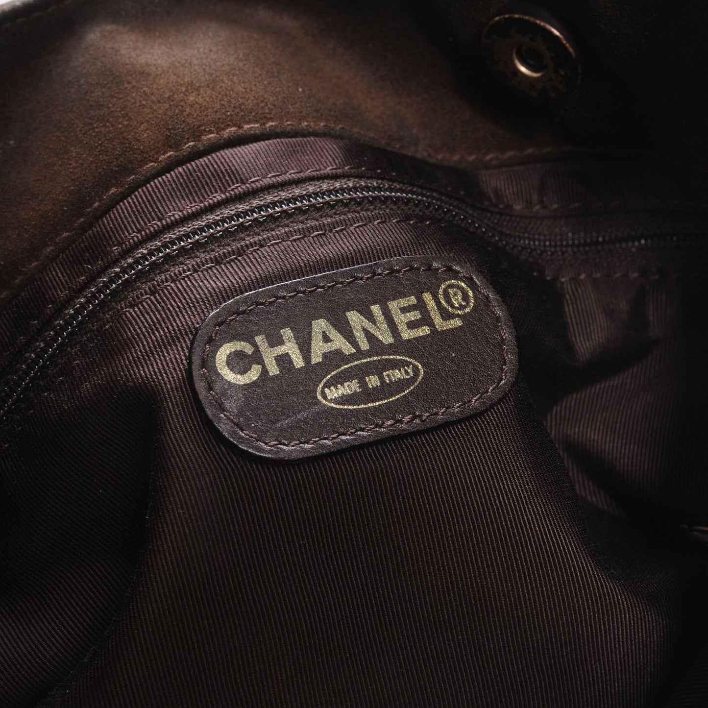 Suede Tortoise Chain CC Shoulder Bag Brown