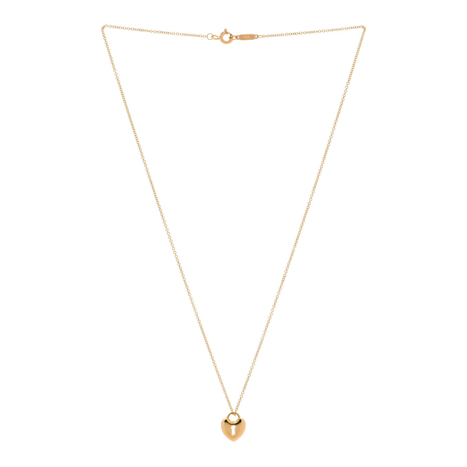 Tiffany 18K Rose Gold Mini Heart Lock Pendant Necklace 3 of 5